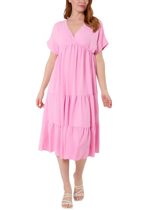 V-Neck Tiered Midi Dress