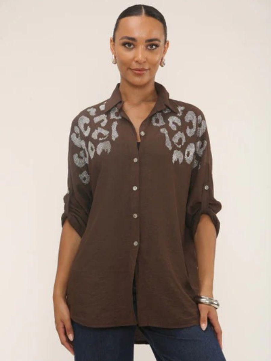 Leopard Shoulder Detail Shirt