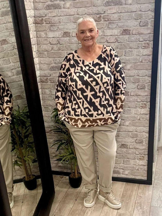 Soft Touch Aztec Print Top - Lightweight material