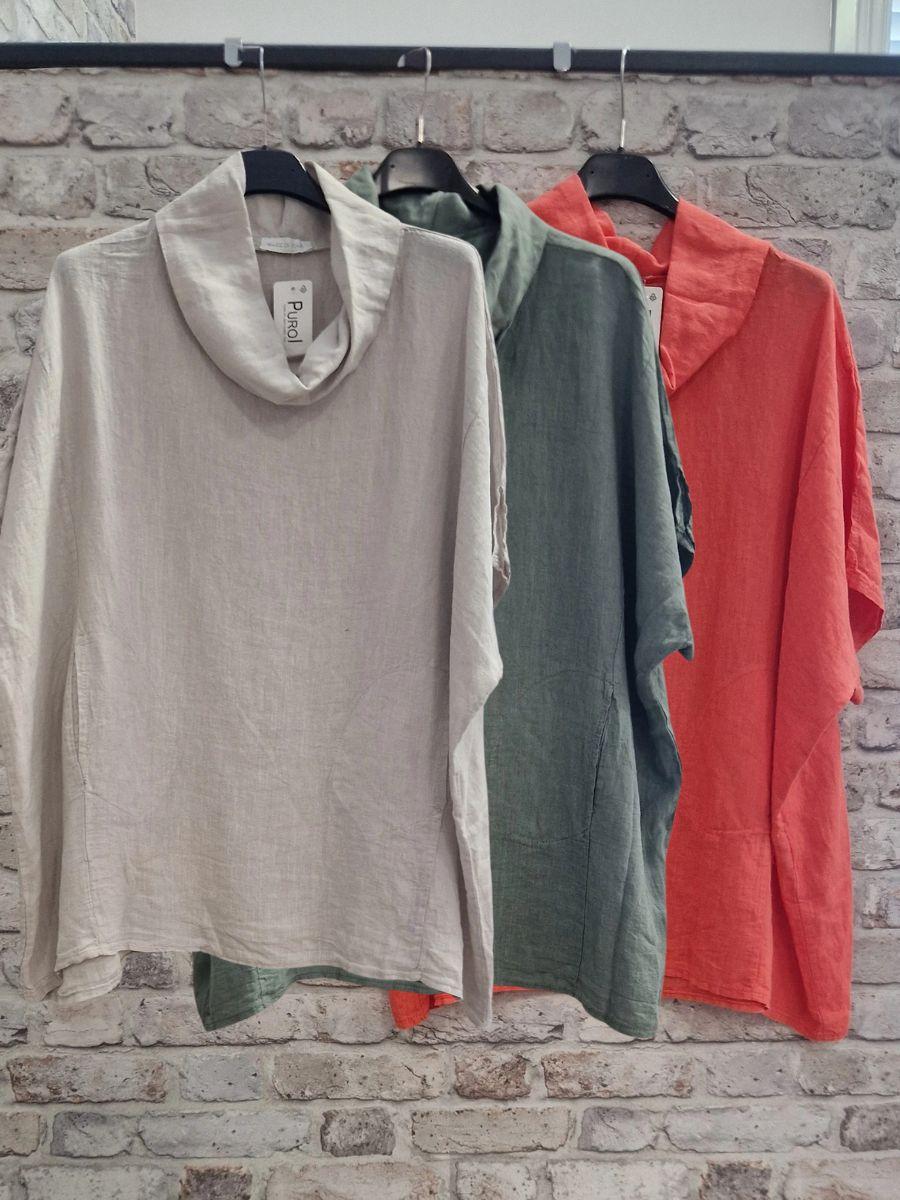 Italian Linen Cowl Top - 100% Linen and Made in Italy