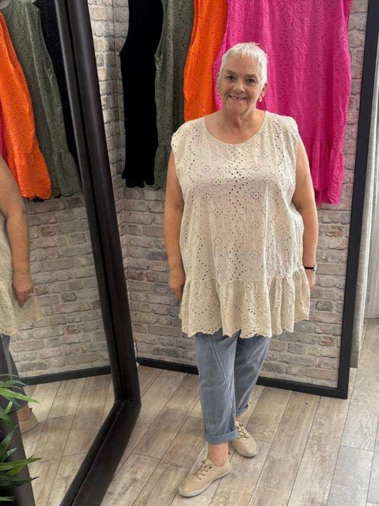 Broderie Cotton Frill Vest Top