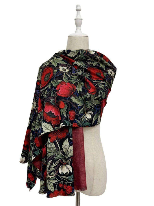Poppy & Berry Print Wool Scarf