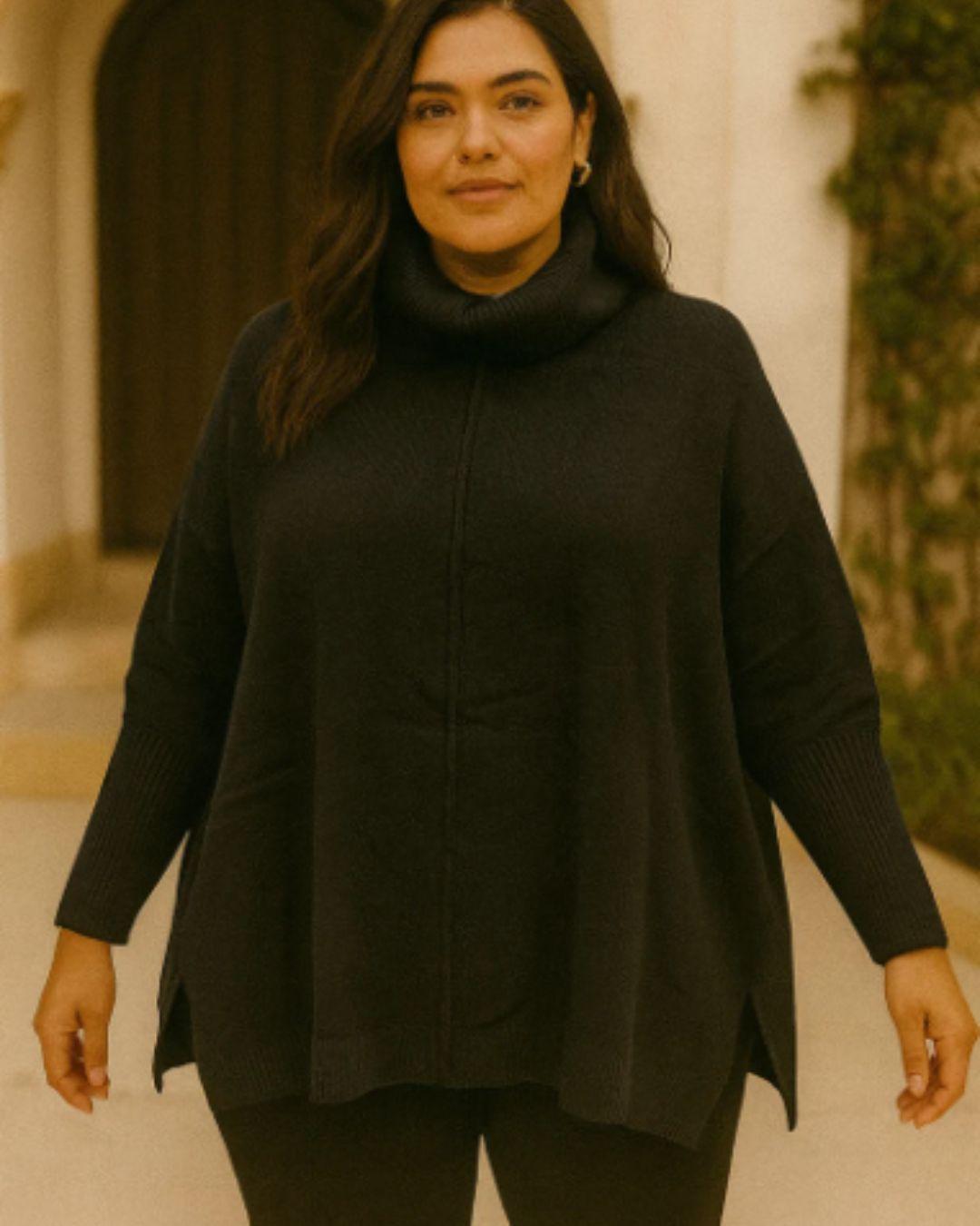 Middle Seam Cowl Neck Jumper