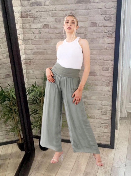 Silk Wide Leg Palazzo Pant