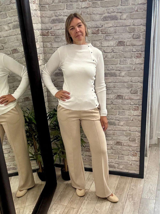 Button Detail Rib Top