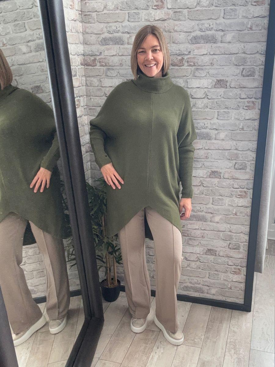 Roll Neck Tulip Hem Jumper Dress