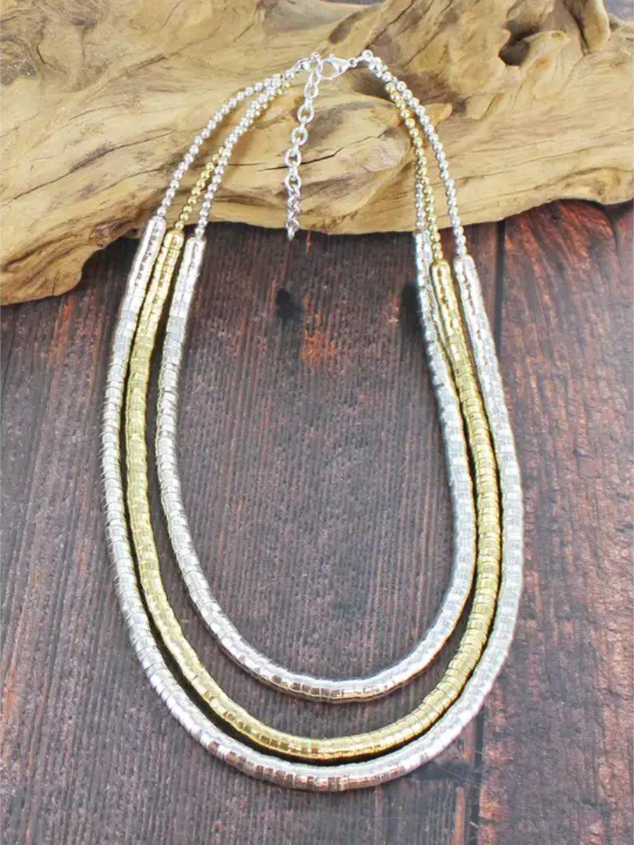 Three Strand Snake Necklace - Two Tone Colour