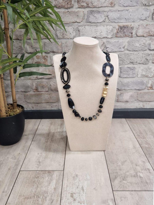 Bead & Crystal Link Long Necklace - 2 colours available
