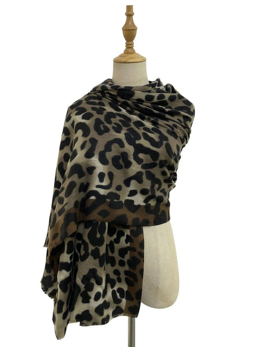 Bold Leopard Print & Stripe Scarf