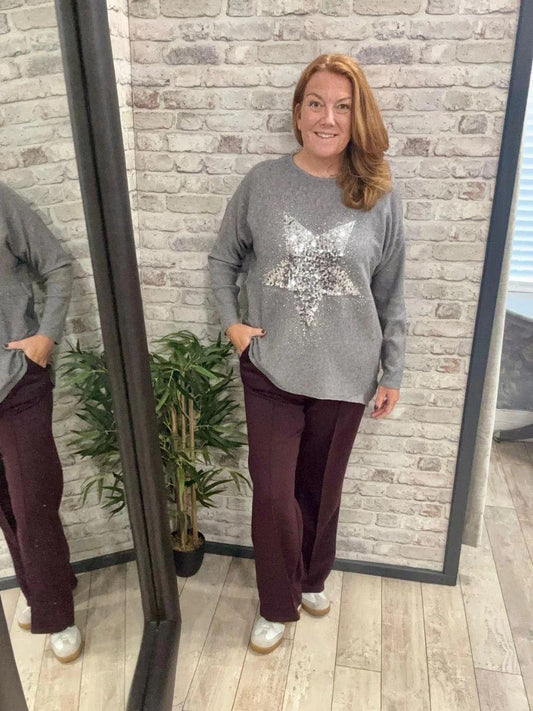 Sequin Ribbed Star Jumper