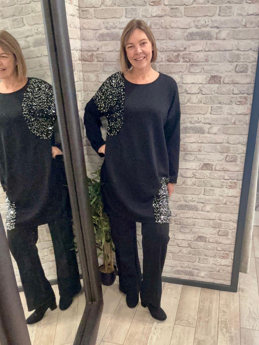 Sequin Sweater Midi Dress