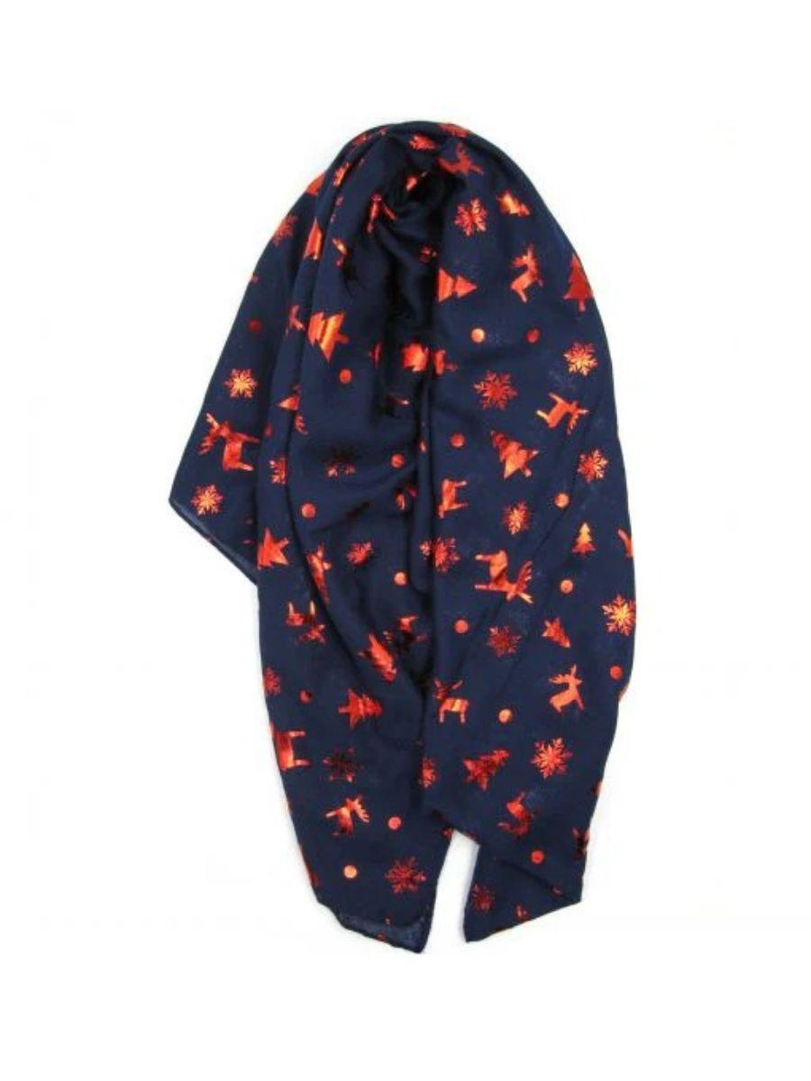 Foil Print Christmas Scarf