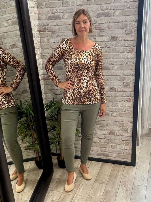 Animal Double Layer Long Sleeve Top - Stylish & Flattering