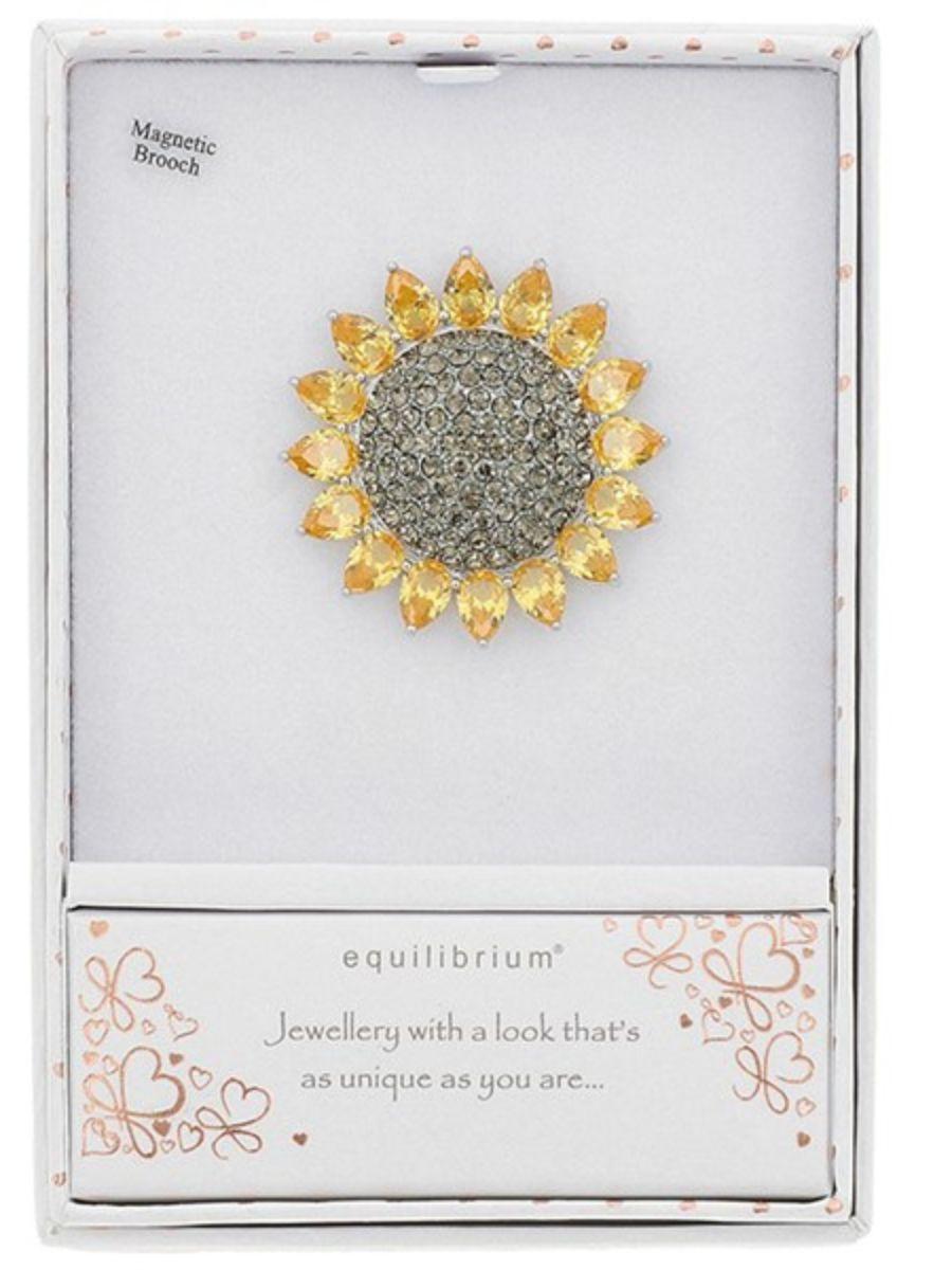 Magnetic Elegant Boxed Sunflower Brooch
