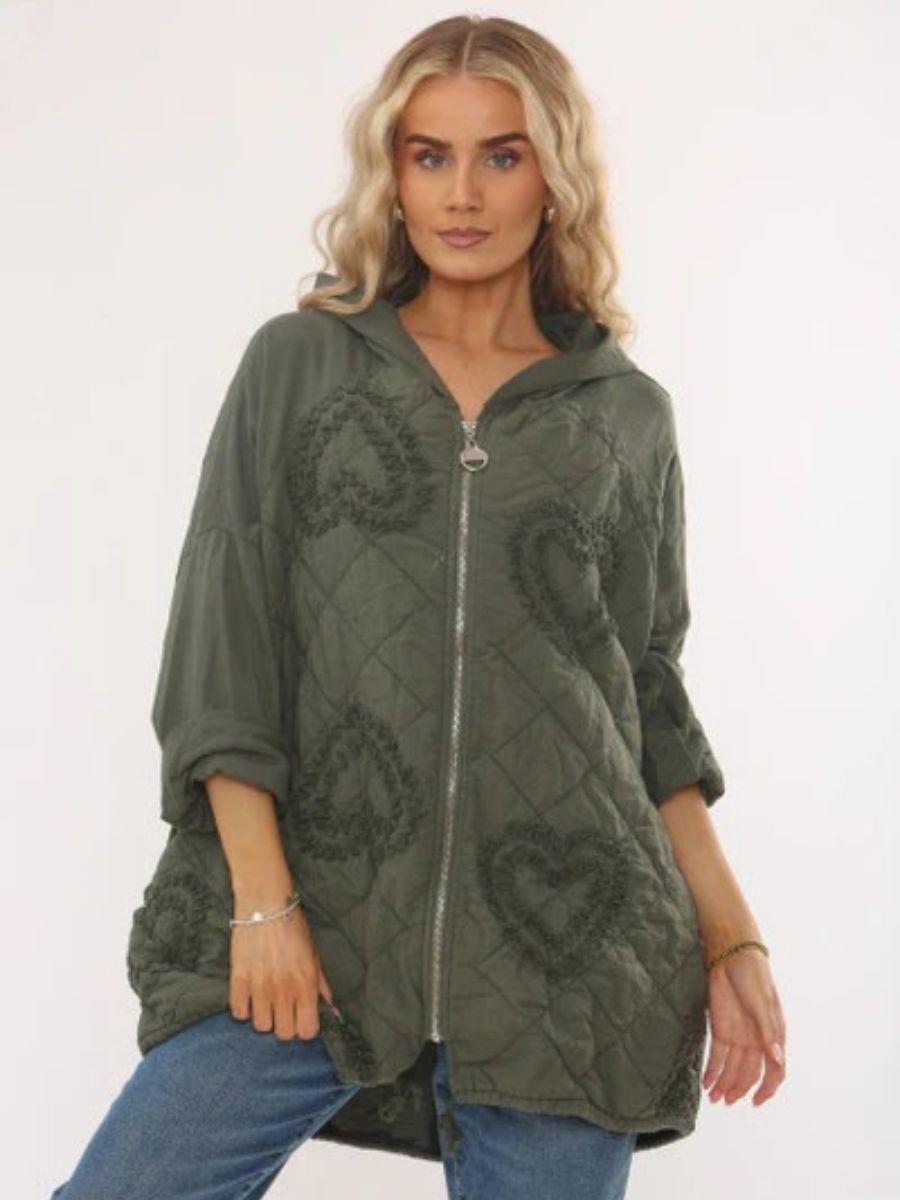 Quilted Heart Hooded Jacket