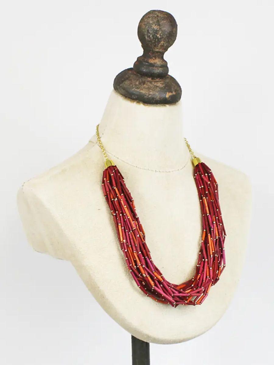 Multi-Strand Grass Bead Necklace