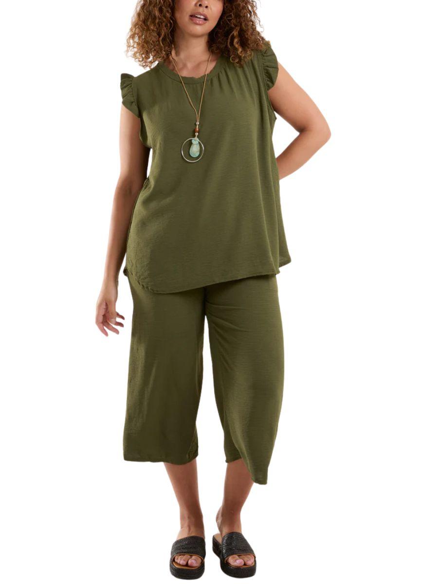 Frill Sleeve Culotte Trouser Co-Ord