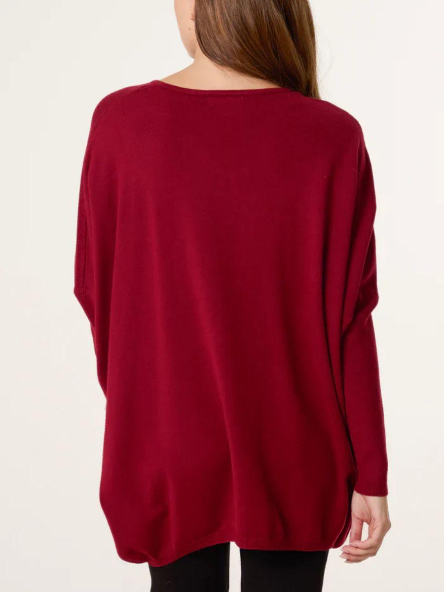 Diamante Heart Batwing Jumper