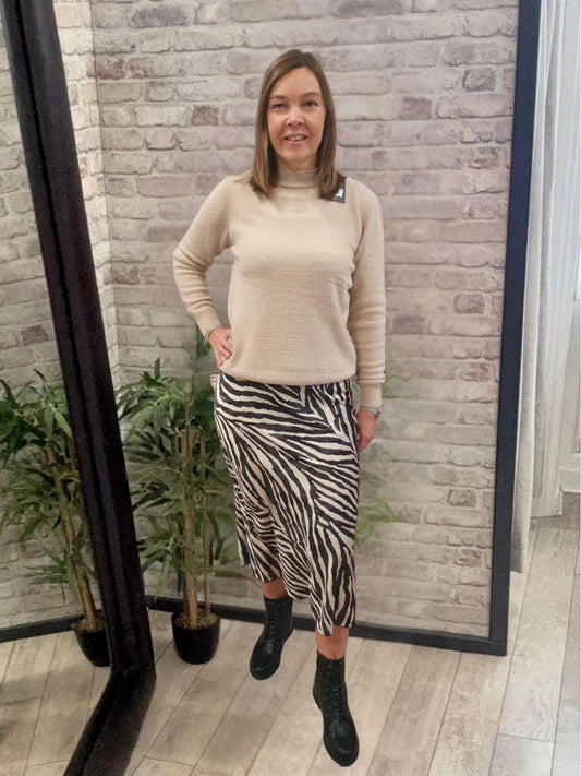 Animal Print Satin Skirt