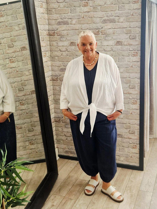 Tied Front Light Kimono featuring a front tie closure