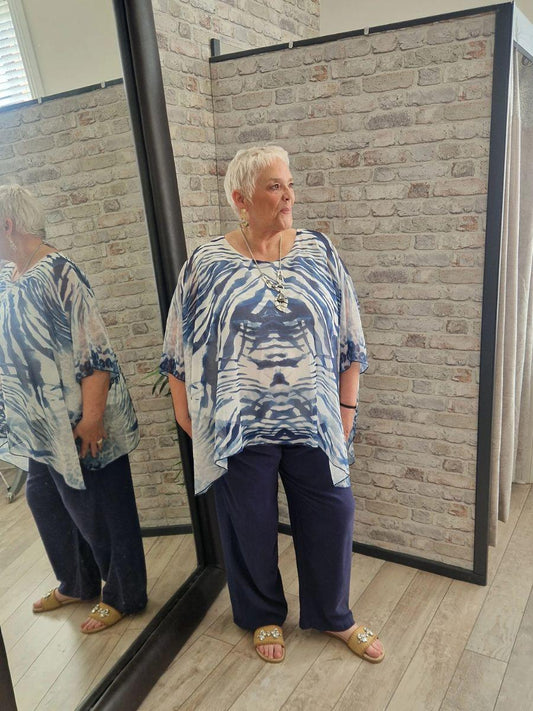Sheer Animal Print Batwing Top