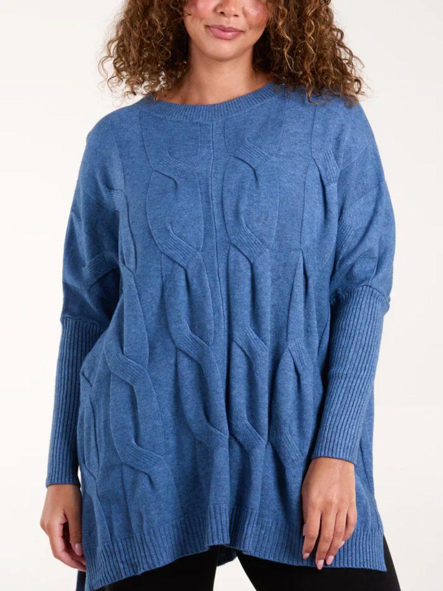 Round Neck Cable Knit Jumper with Modal