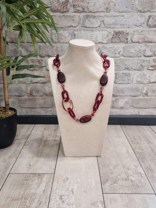Long Bead & Link Necklace - 3 stunning colours available