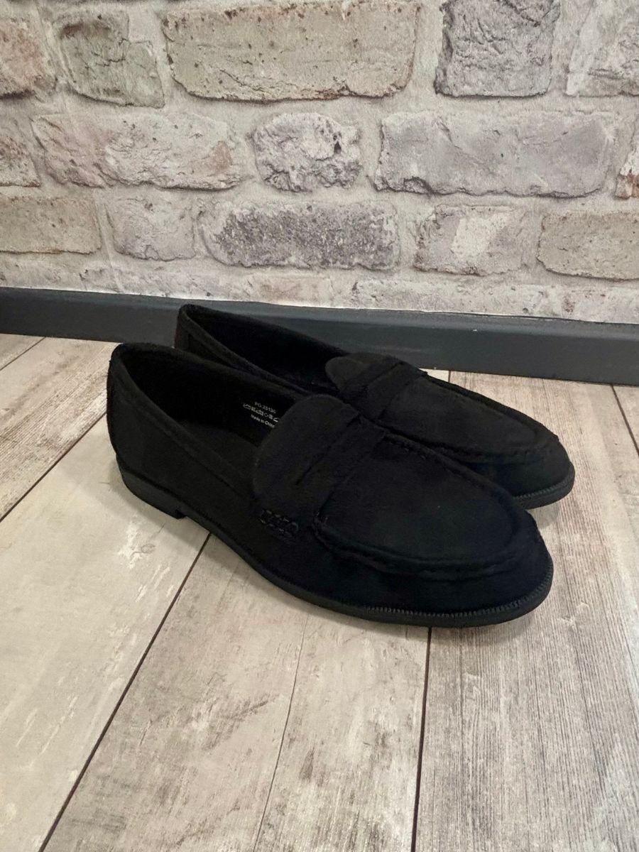 Soft Suede Effect Loafer in Black - 2 available width sizes