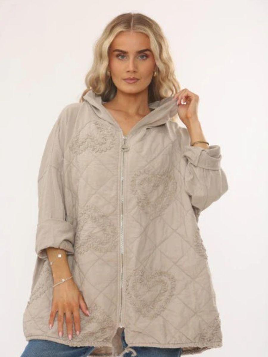 Quilted Heart Hooded Jacket
