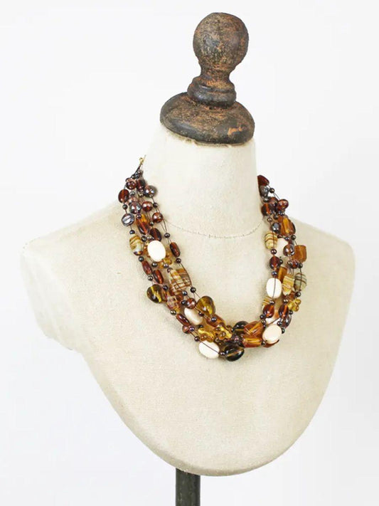 Mixed Glass Bead Cluster Necklace