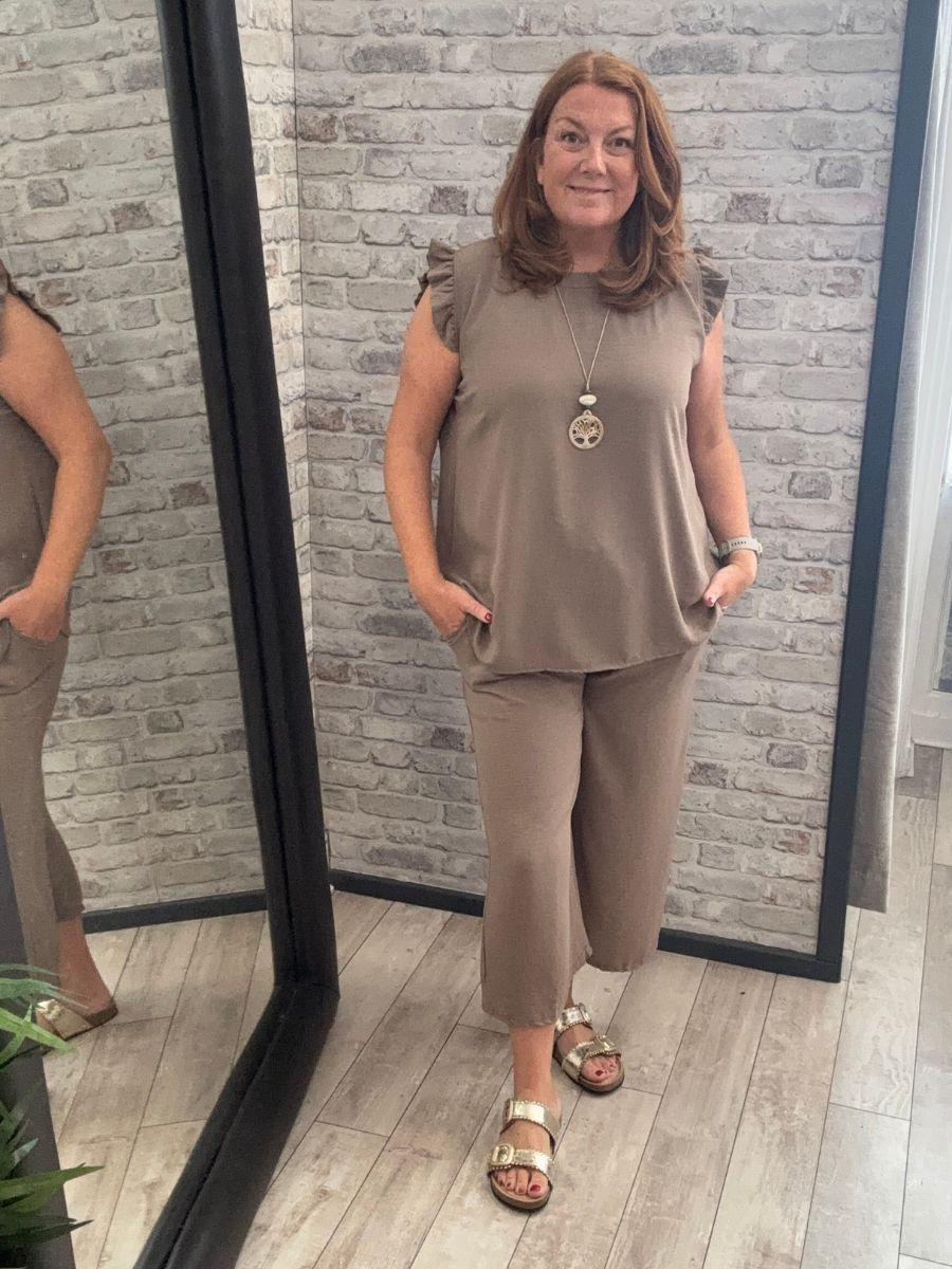 Frill Sleeve Culotte Trouser Co-Ord