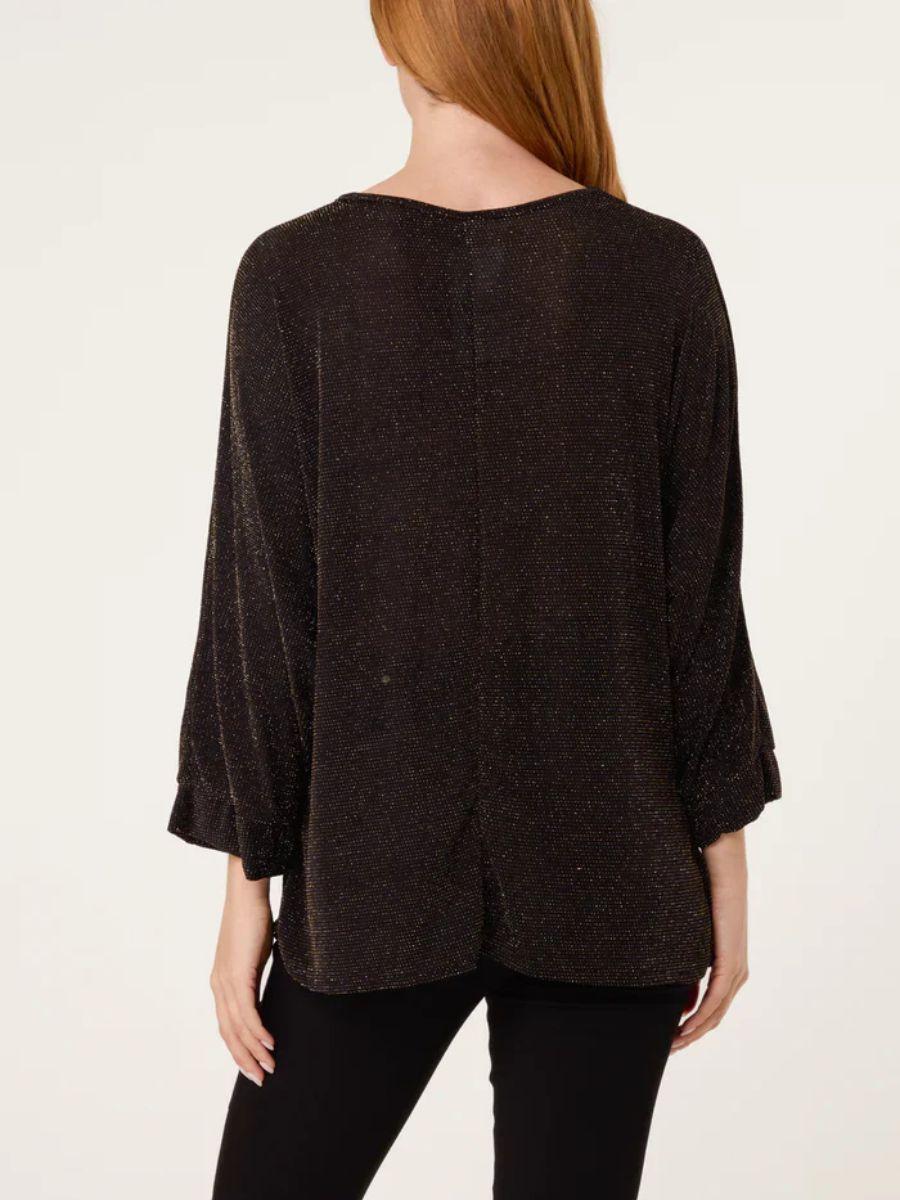 Glitter Lurex Side Gathered Top
