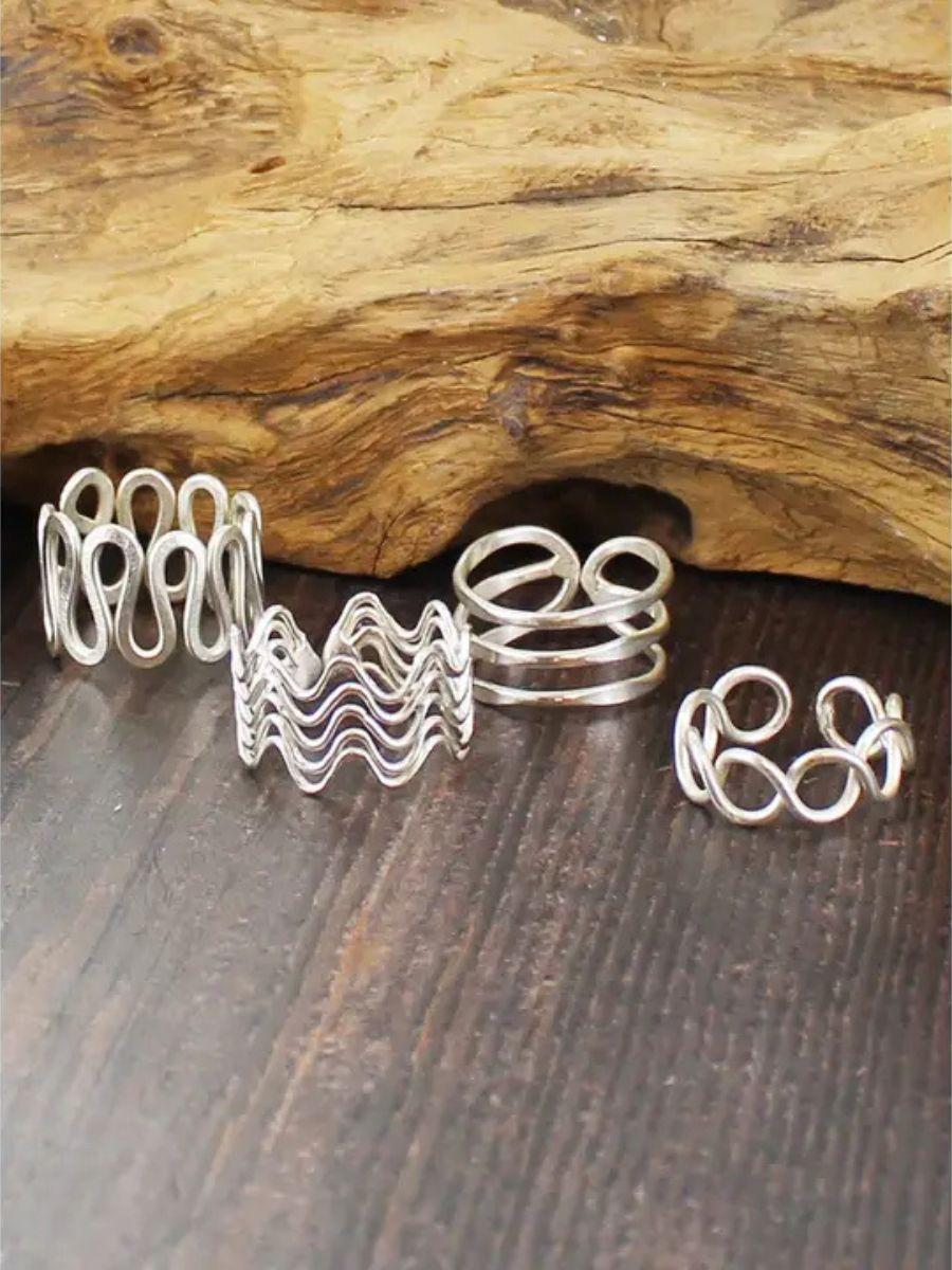 Adjustable Metal Rings - 4 sleek open band designs