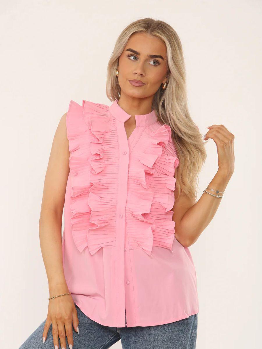 Sleeveless Ruffle Shirt