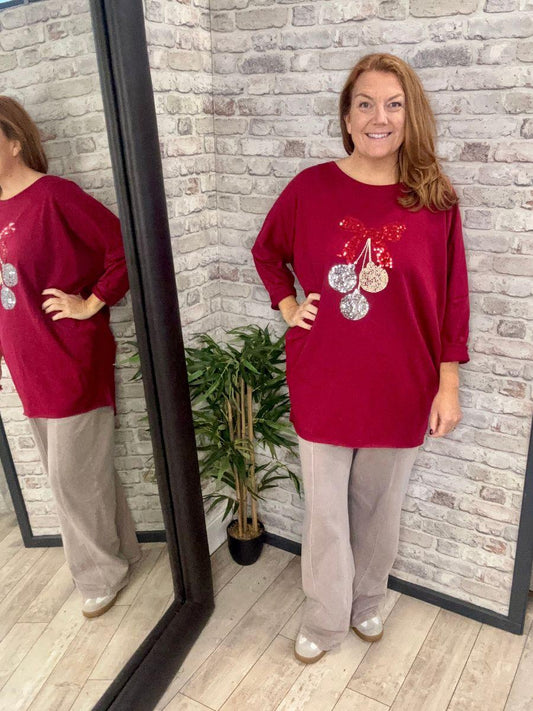 Sequin Bow & Baubles Tunic