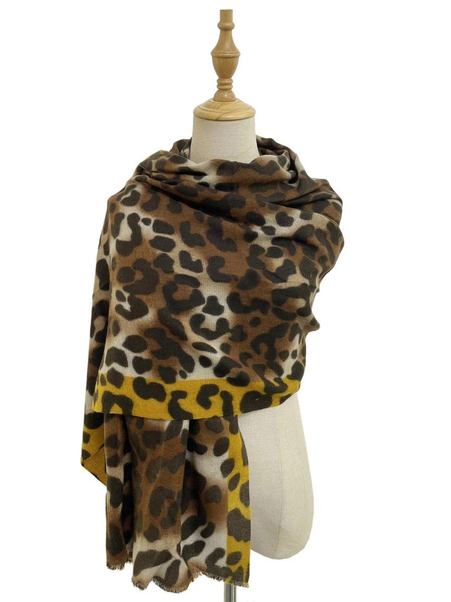 Bold Leopard Print & Stripe Scarf