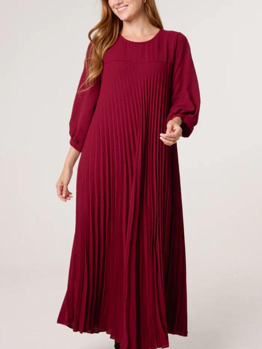 Long Sleeve Pleated Maxi Dress