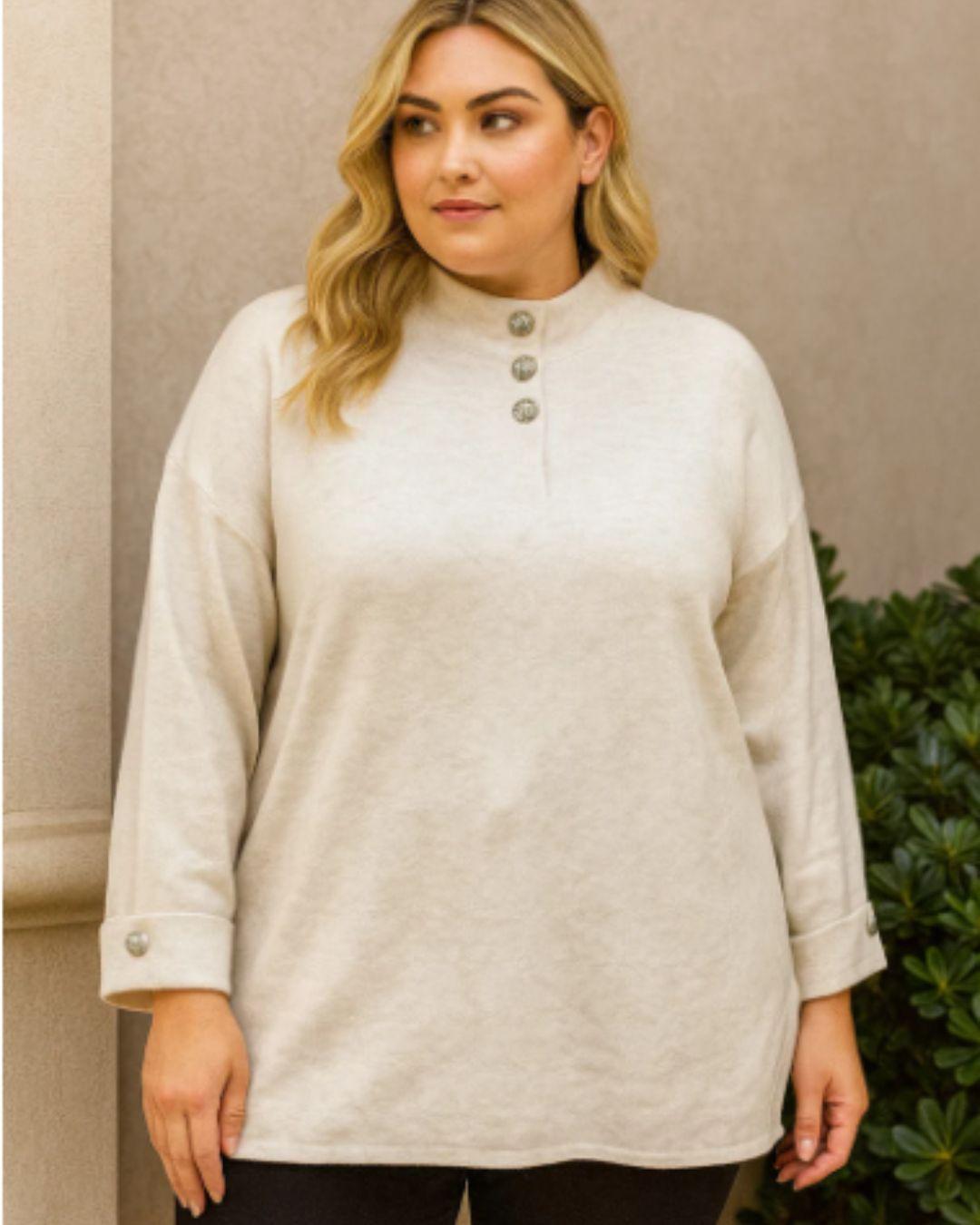 Luxury Cashmere Button Turtleneck