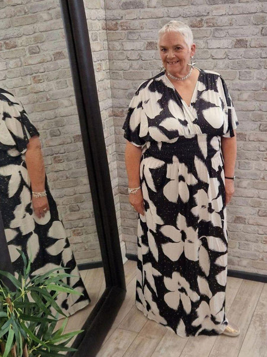 Printed Gathered Maxi Dress