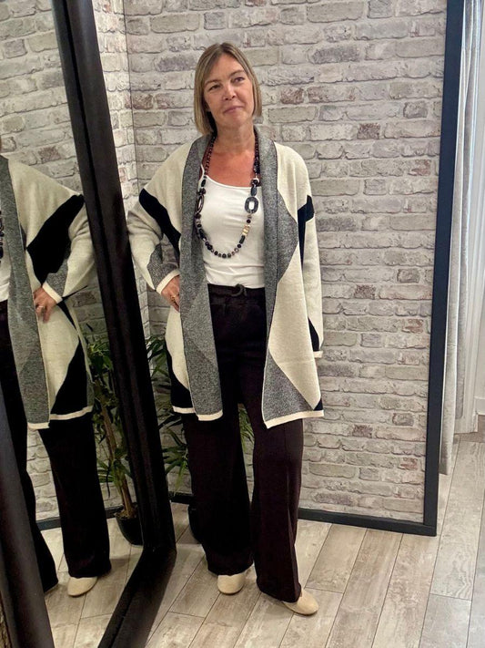 Diamond Pattern Open Cardigan