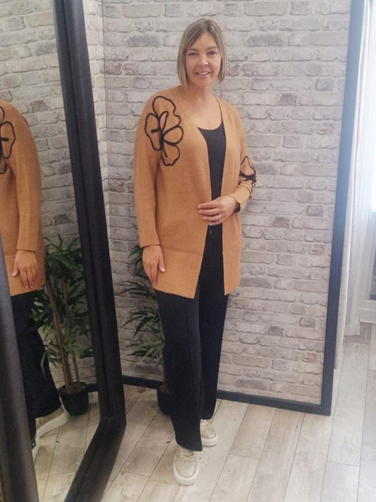 Contrast Flower Cardigan - Bold contrasting design on the sleeves