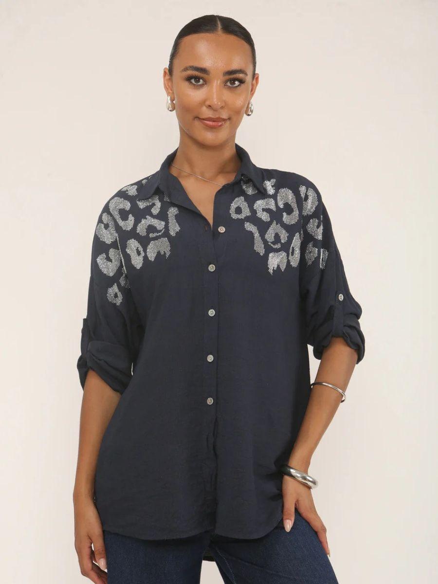 Leopard Shoulder Detail Shirt