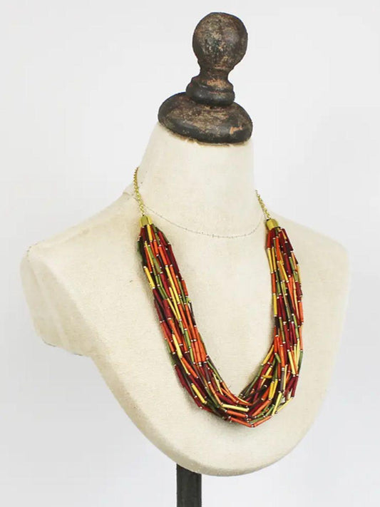 Multi-Strand Grass Bead Necklace