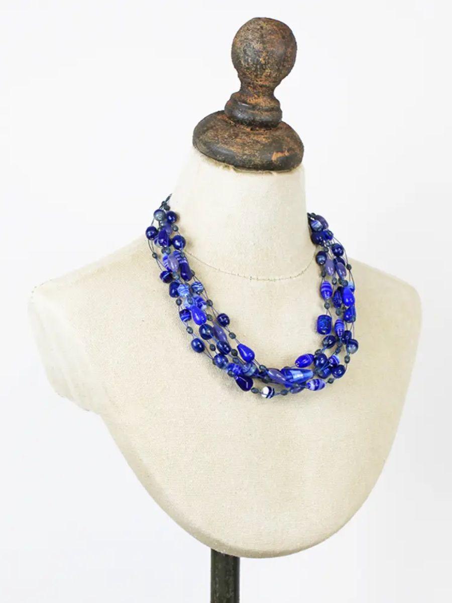 Mixed Glass Bead Cluster Necklace