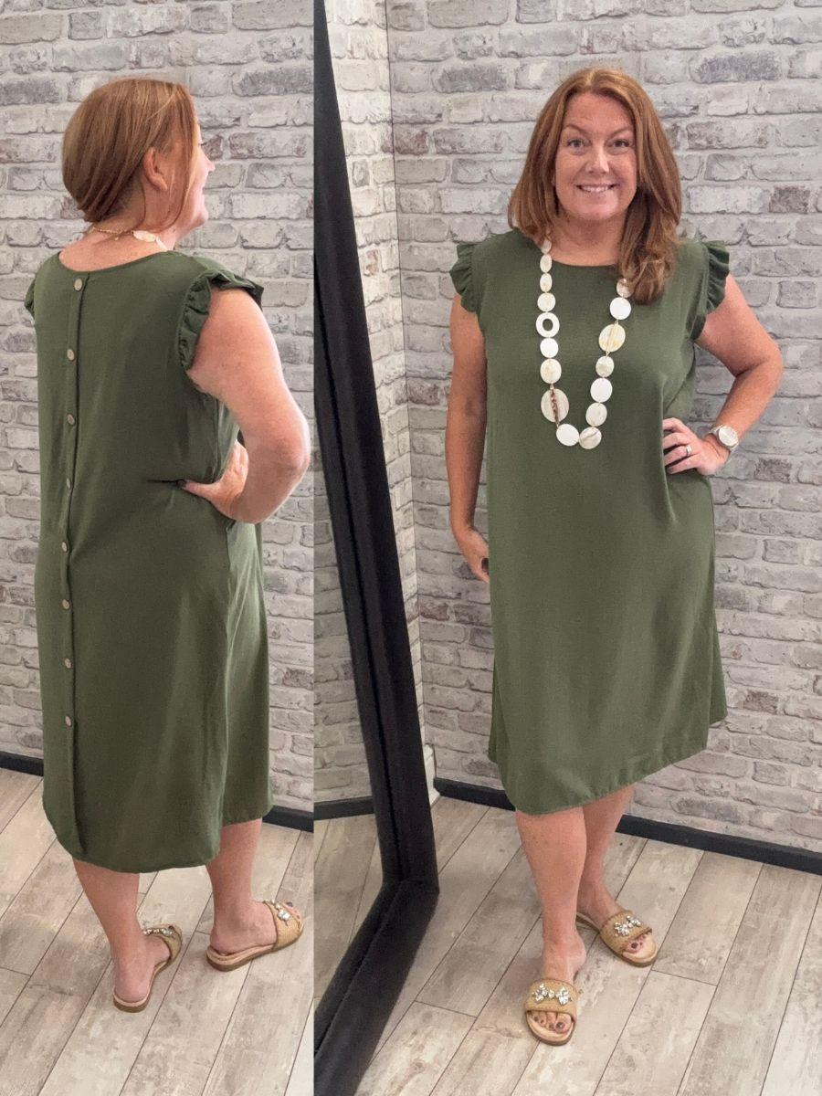 Button Back Pocket Dress