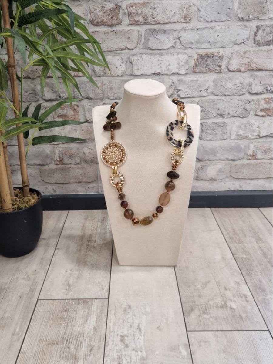 Tree of Life Bead & Link Long Necklace - 4 colours available