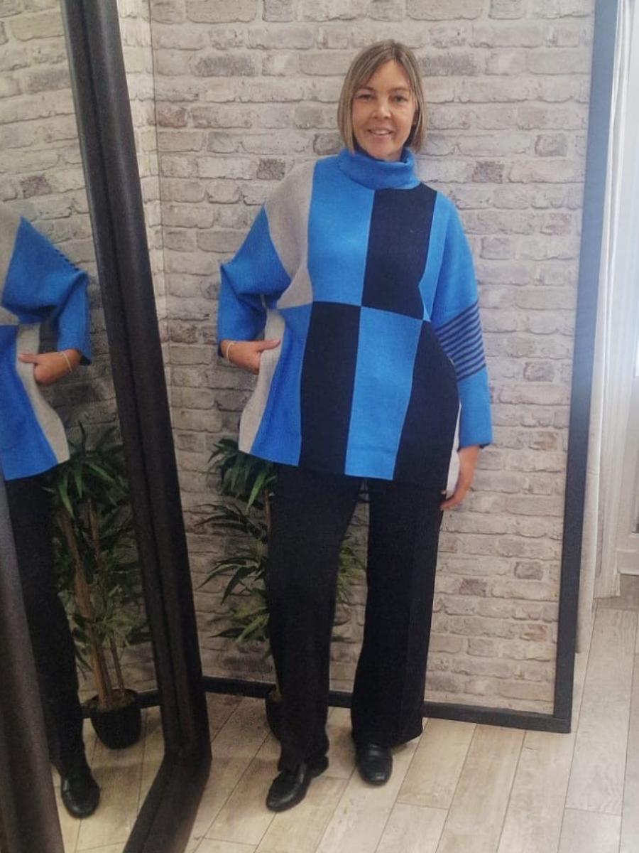 Cowl Patches Design Jumper - Cowl neck and cosy feel