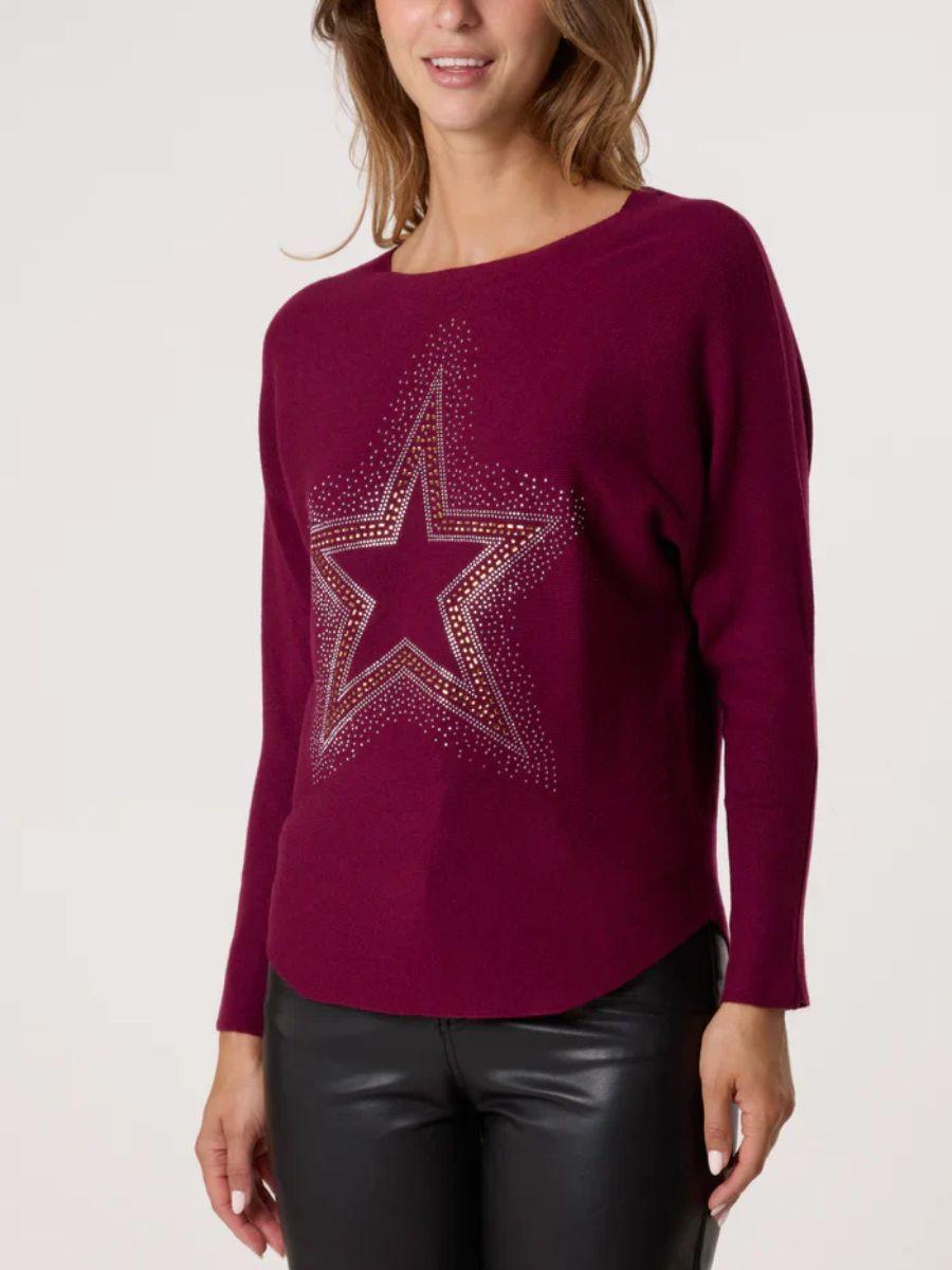 Sequin Star Fine Knit Jumper