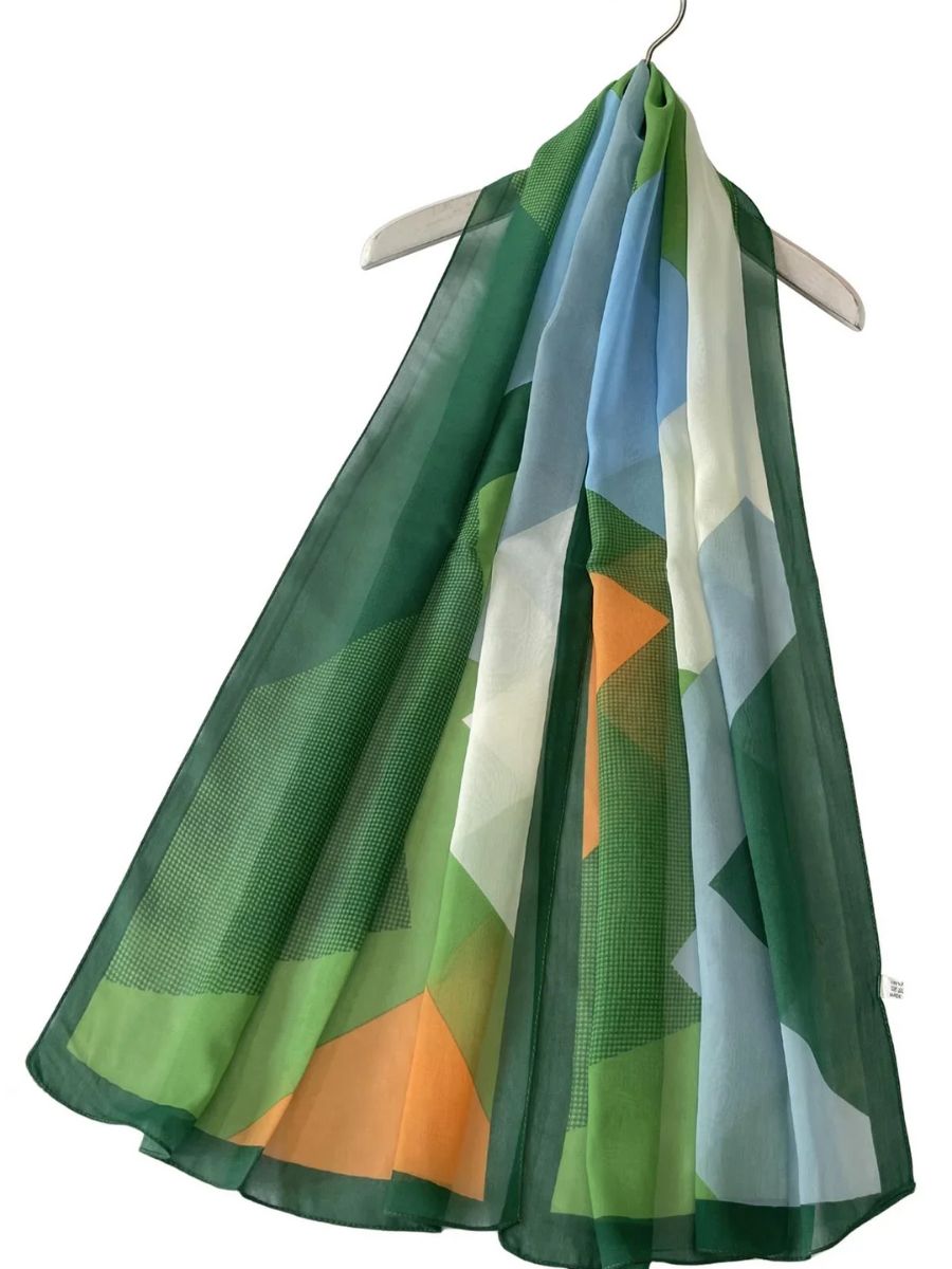 Vibrant Geo Print Chiffon Scarf