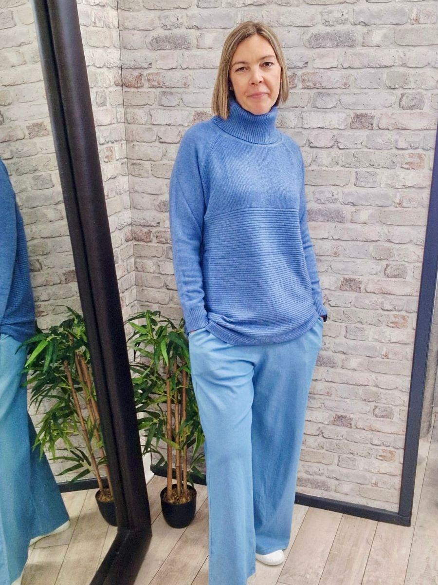 Ribbed Roll Neck Jumper - Modal, Nylon, Viscose